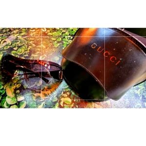 GUCCI SUNGLASSES! BLACK AND GRAY WITH Genuine Italian Leather CASE !